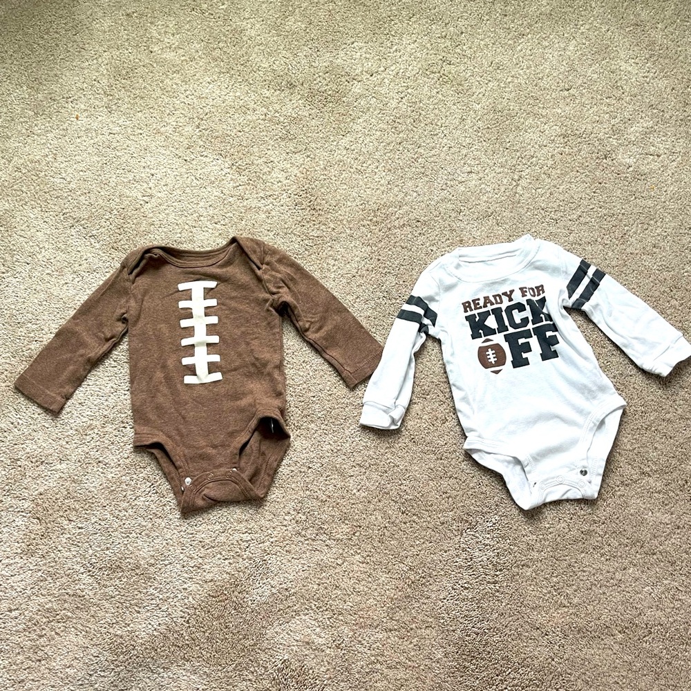 Carters Football Onesies, Size 6-9M